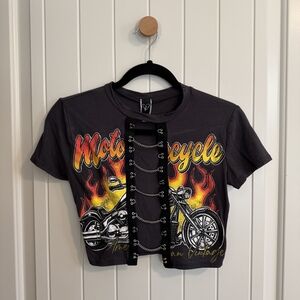 Windsor Women Motorcycle Flame Tee - Black and Yellow